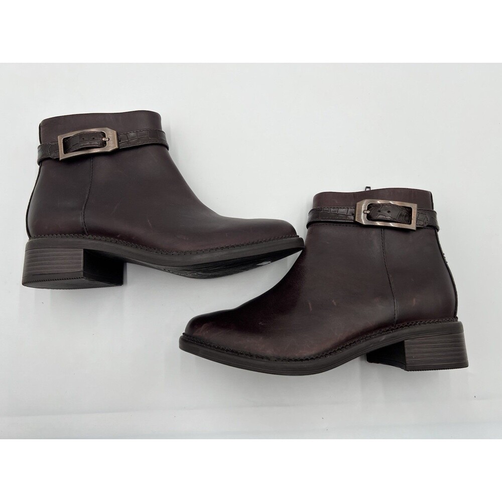Clarks Maye Grace Ankle Boot 74349 Brown Bordeaux Leather Womens Size 6M EUC